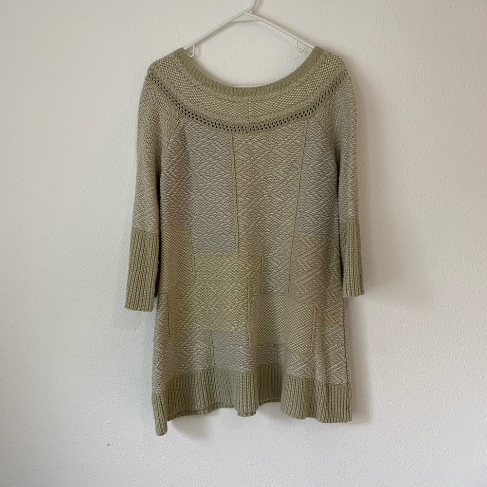 Free People Cream Patchwork Oversized Sweater Wom… - image 2